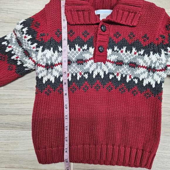 Janie & Jack Baby Boys Red Holiday Sweater Fair Isle Size 12-18 Months - Picture 4 of 6